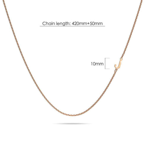 Bold Alphabet Letter Initial Charm Necklace in Rose Gold Tone